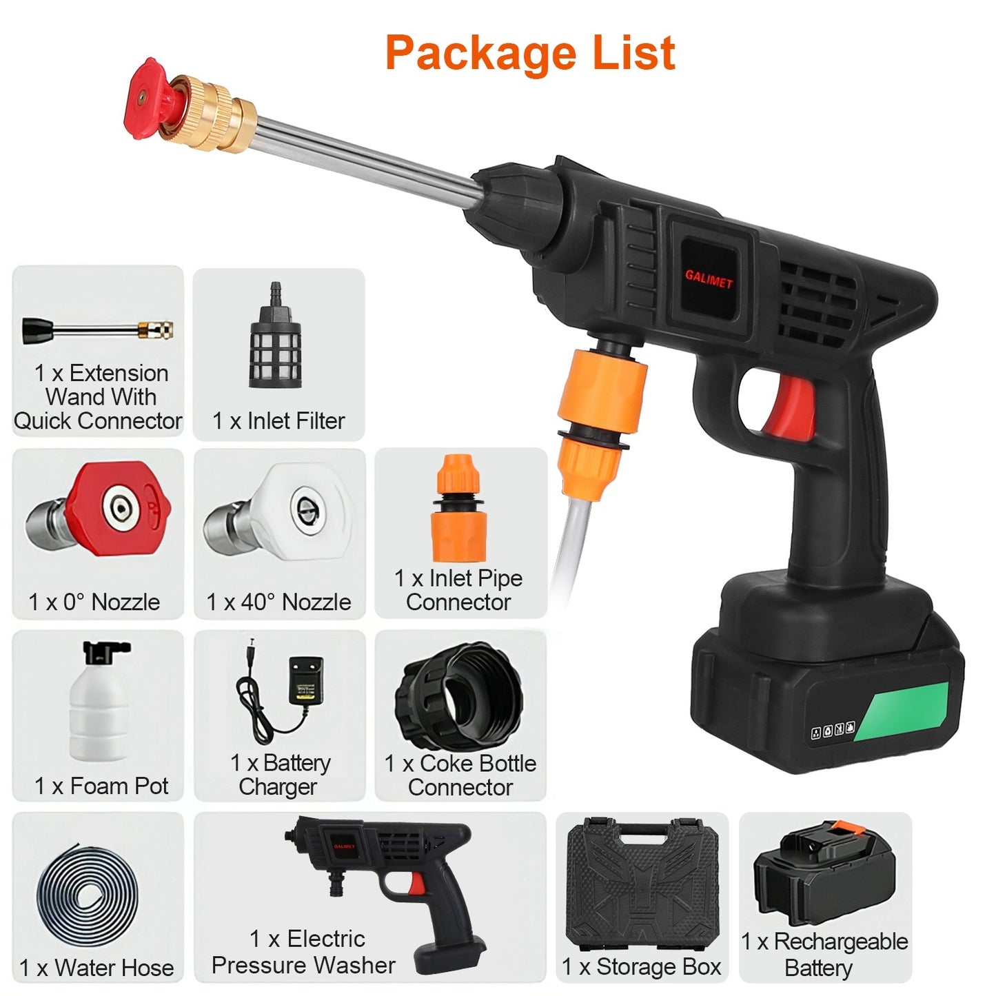 Cordless Pressure Washer, Portable Electric Power Washer High Pressure Water Sprayer