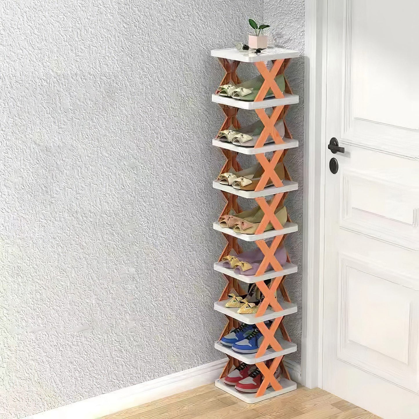 9Tier Narrow Entryway Shoe Rack Plastic Vertical Shoe