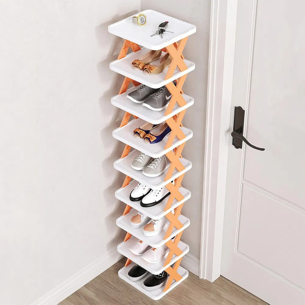 9Tier Narrow Entryway Shoe Rack Plastic Vertical Shoe Organizer