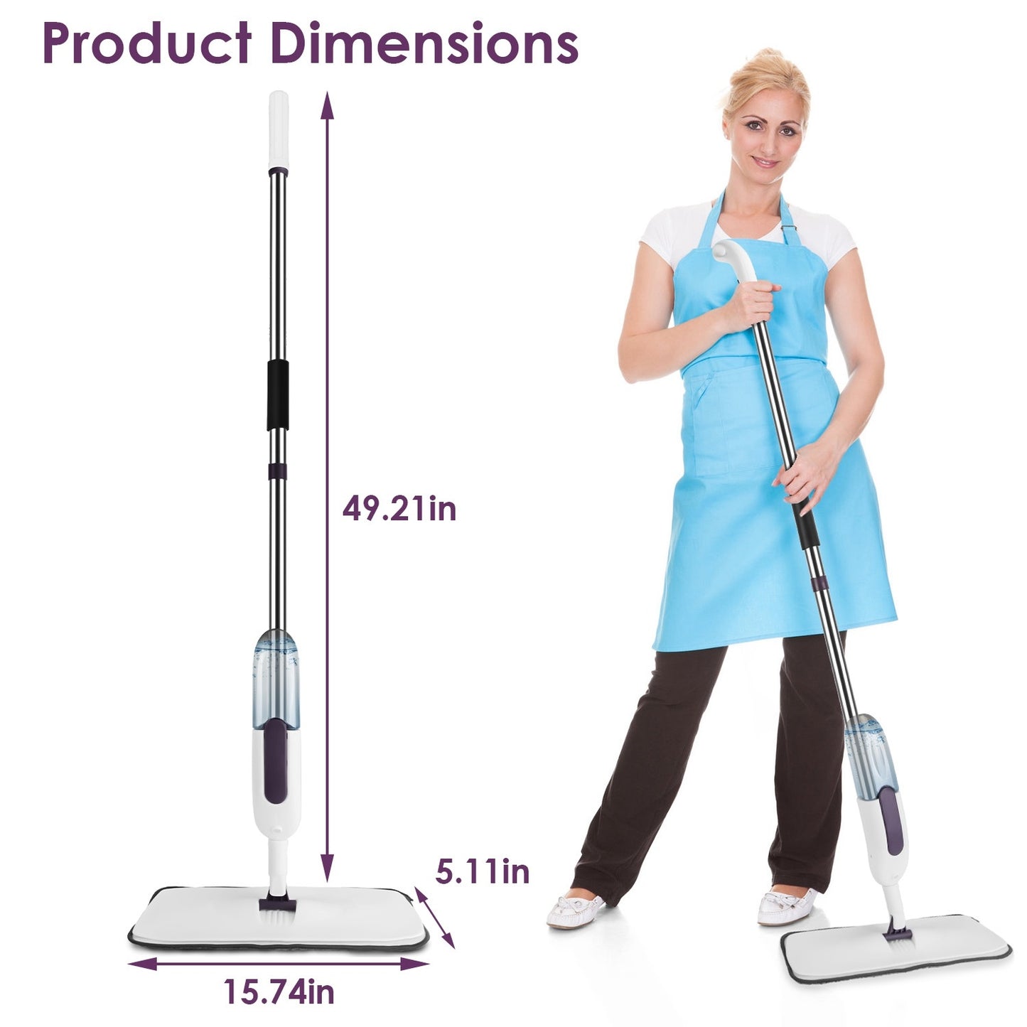 Spray Mop With 3 Machine Washable Microfiber Pads