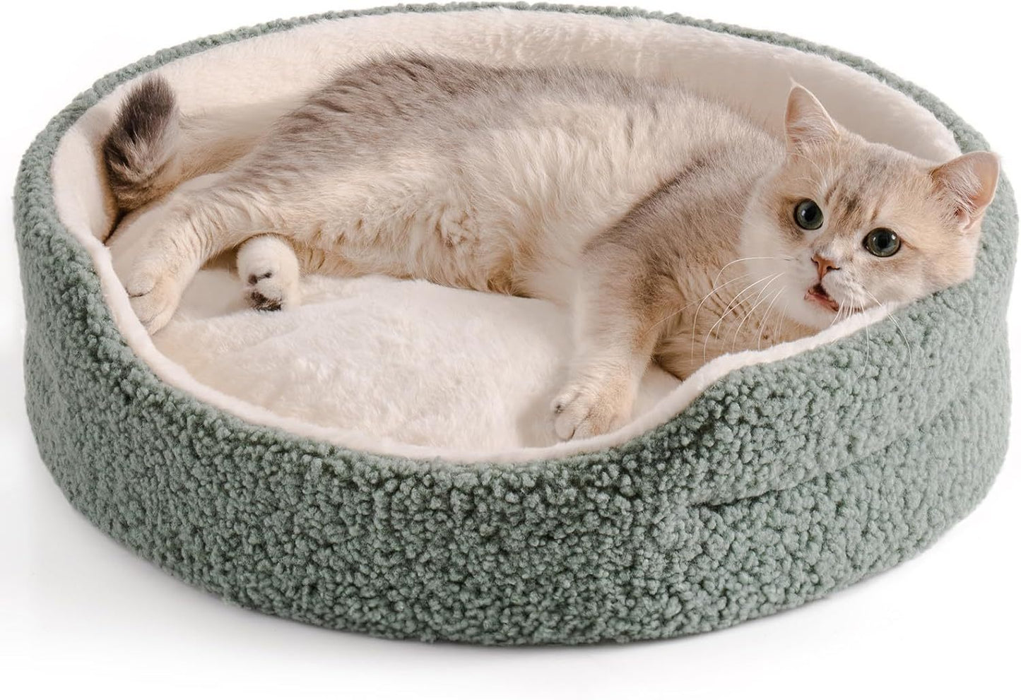 Washable Pet Bed For Cats & Small Dogs - 23x23x7 Inch Round