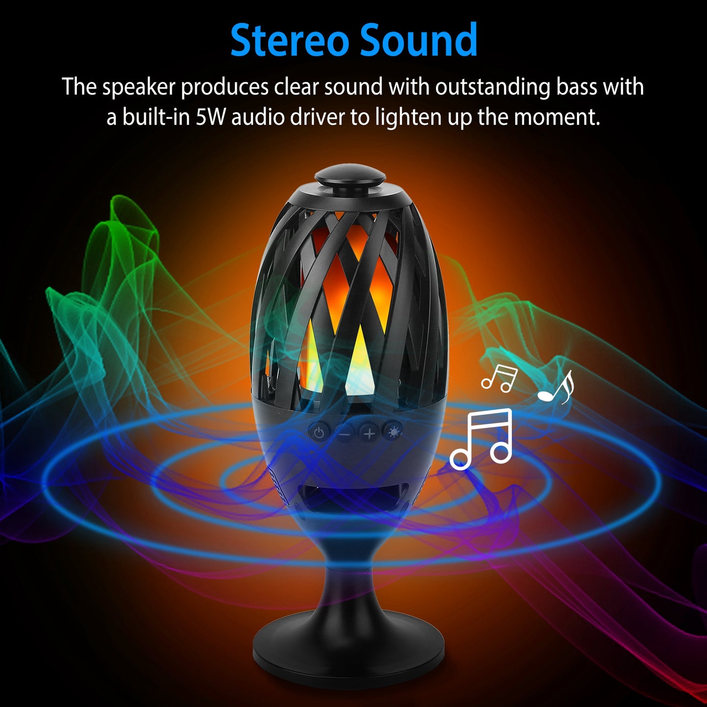 LED Flame Speakers Torch Wireless Speaker Waterproof Stereo Bass