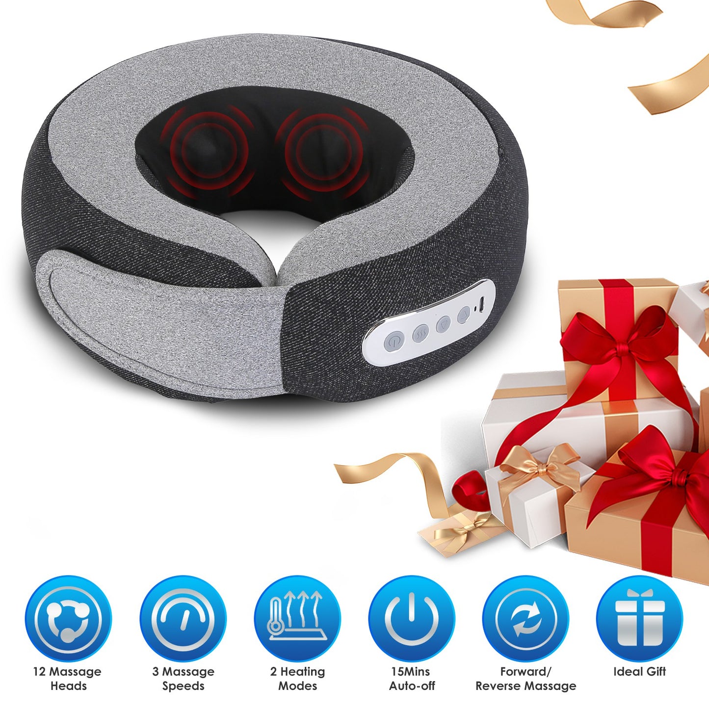 Neck Massager Pillow With Heat Electric Memory Foam  2 In 1