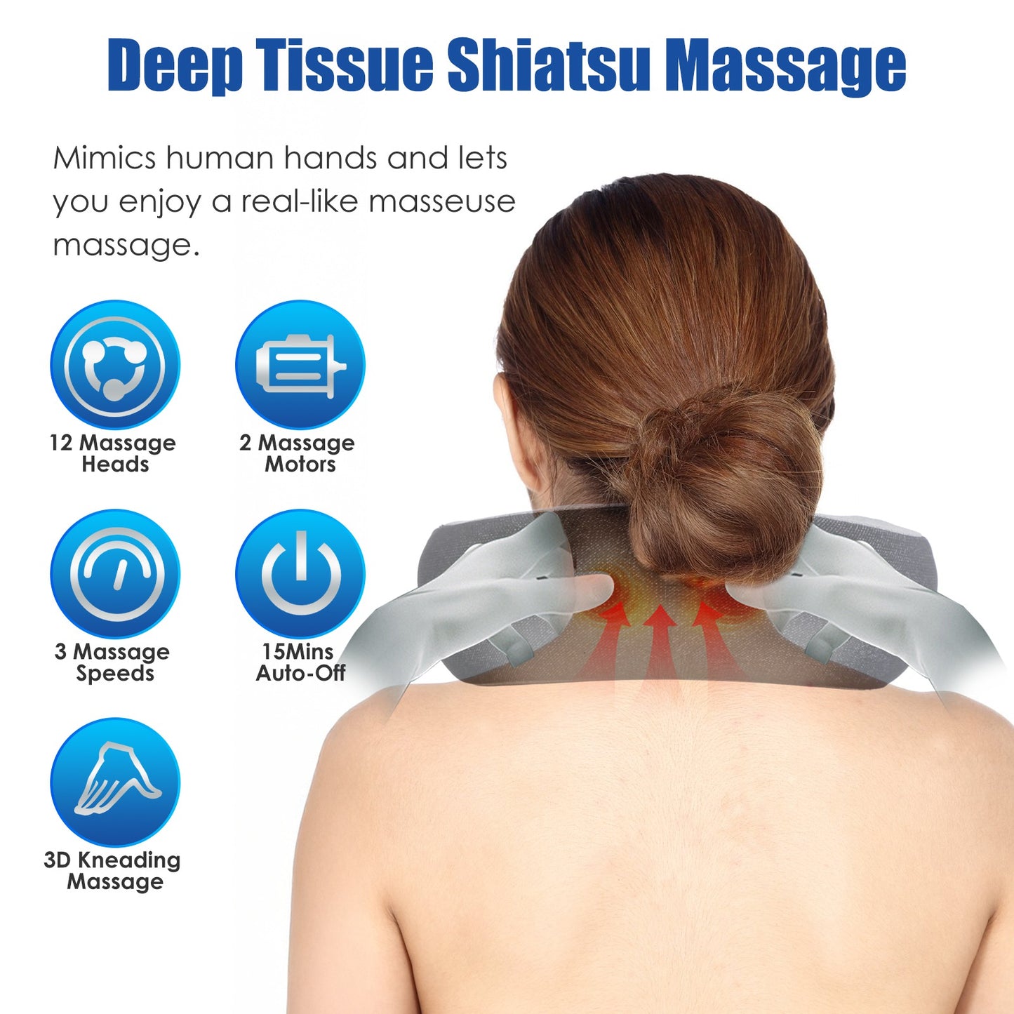 Neck Massager Pillow With Heat Electric Memory Foam  2 In 1