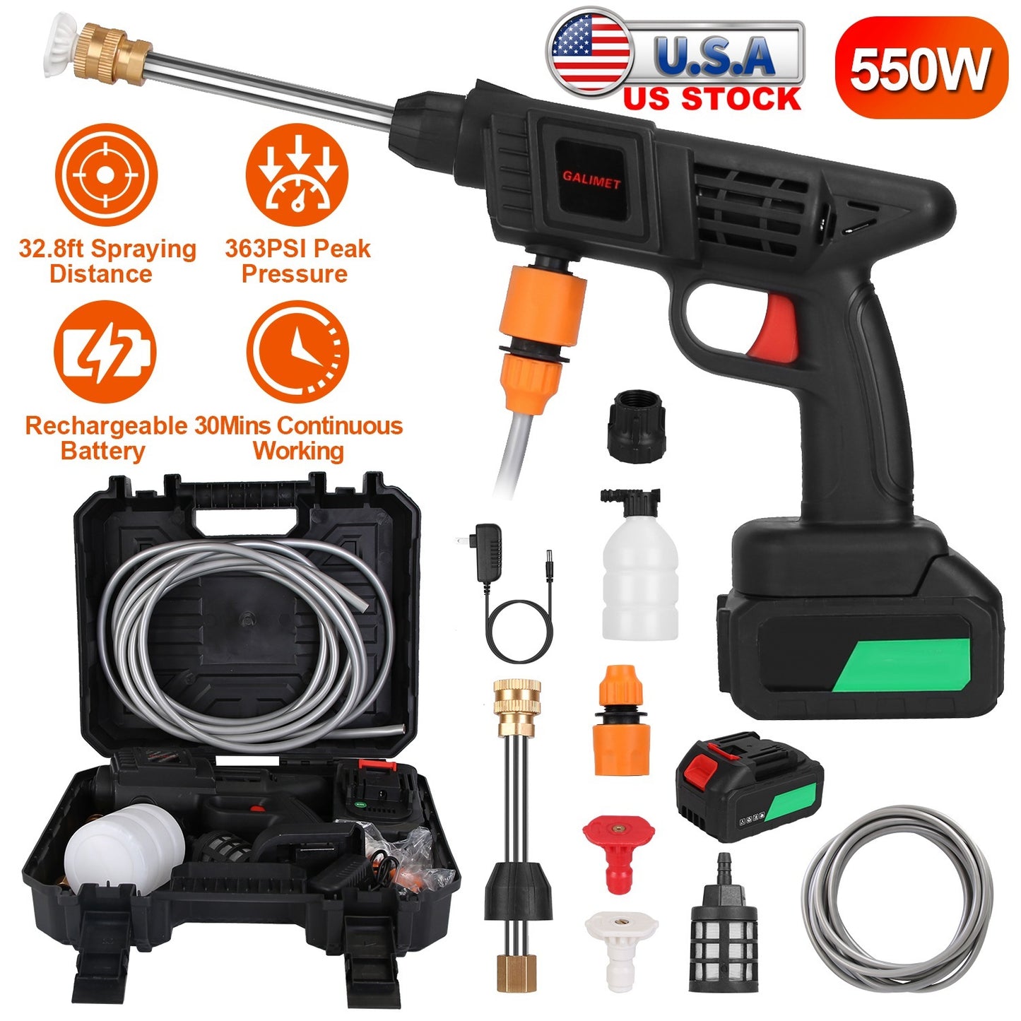 Cordless Pressure Washer, Portable Electric Power Washer High Pressure Water Sprayer