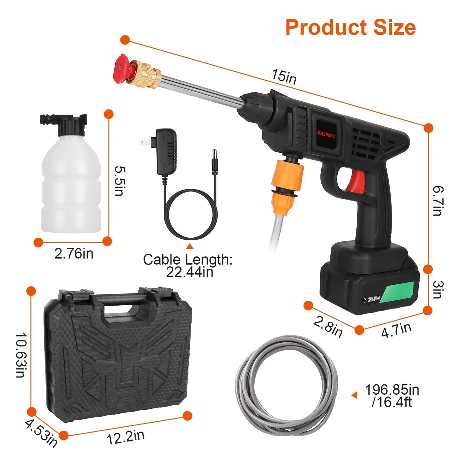Cordless Pressure Washer, Portable Electric Power Washer High Pressure Water Sprayer