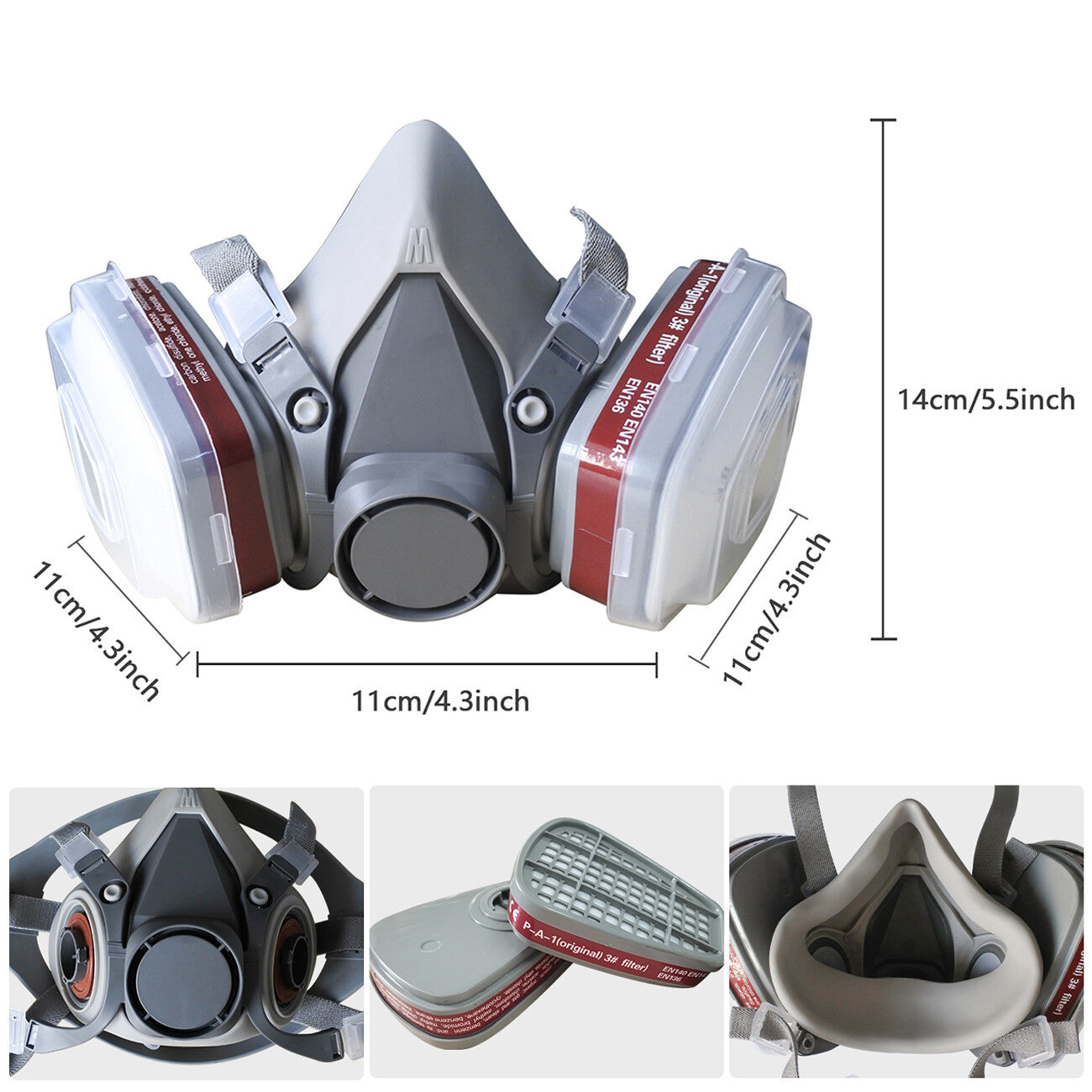 7in1 Half Face Gas Mask Facepiece Spray