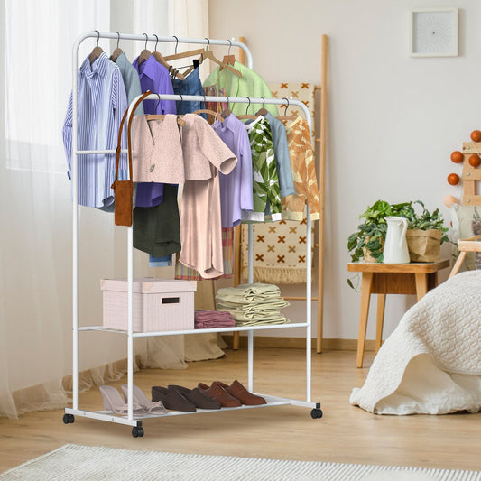 Garment Hanging Rack Clothing Hanging Rail ,Stand Rolling Wheel Clothes Organizer