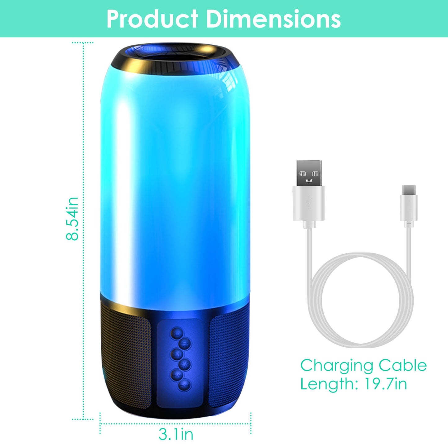 Wireless Portable Speaker Loud Stereo Speaker With 6 Color Changing Lights