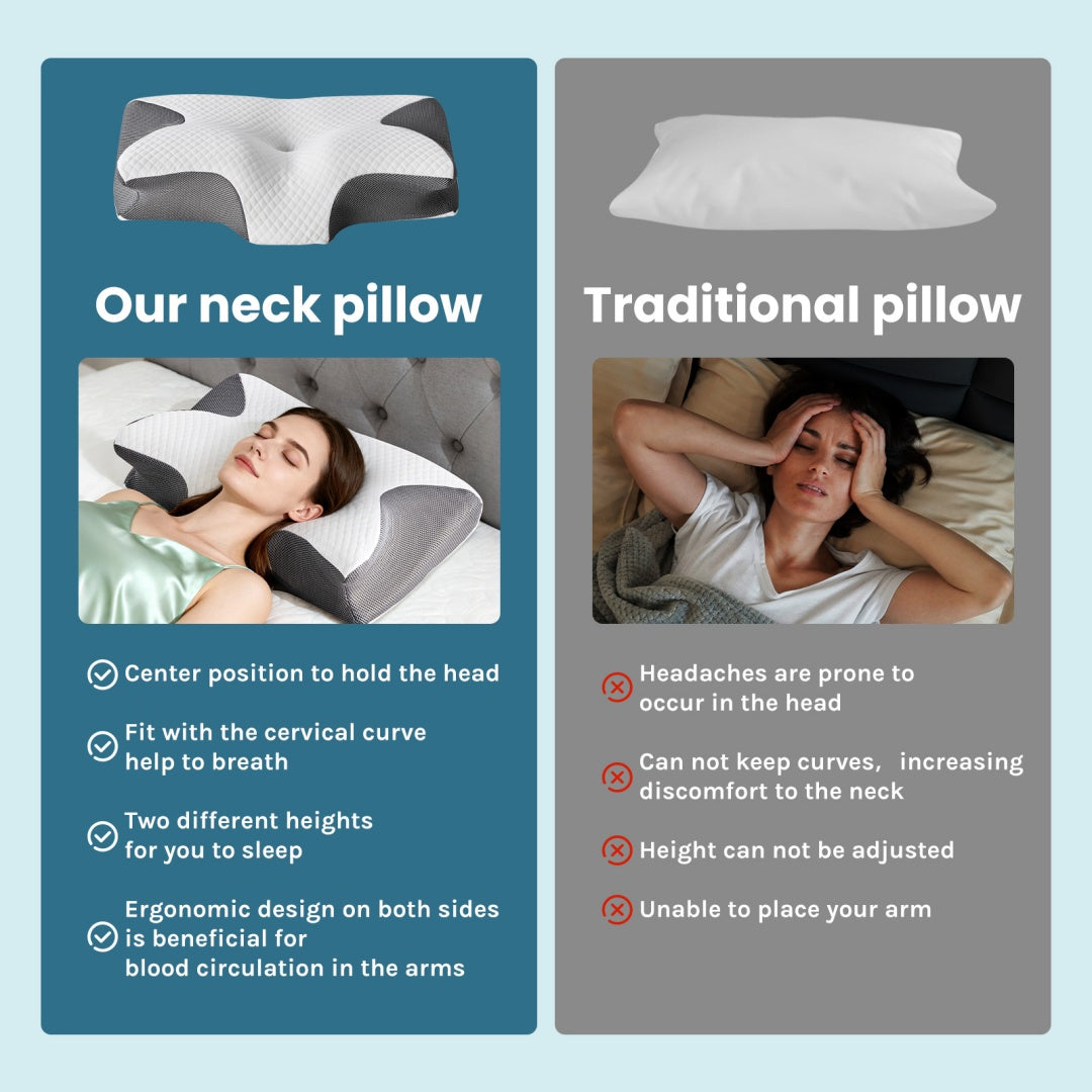 The Neck And Shoulders, Ergonomic Memory Foam Bed Pillow