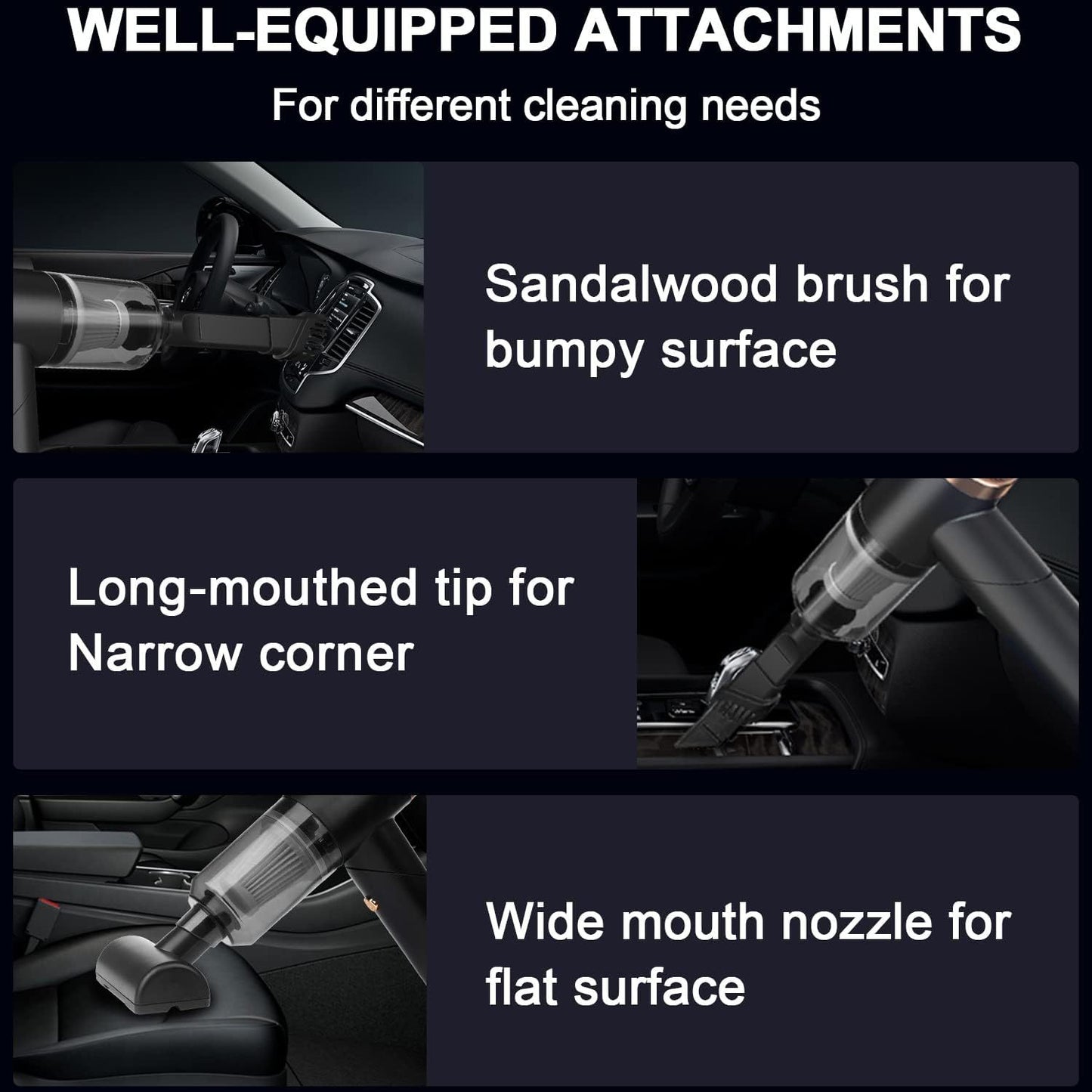 High-power, Multi-nozzle Handheld Car Vacuum Cleaner.