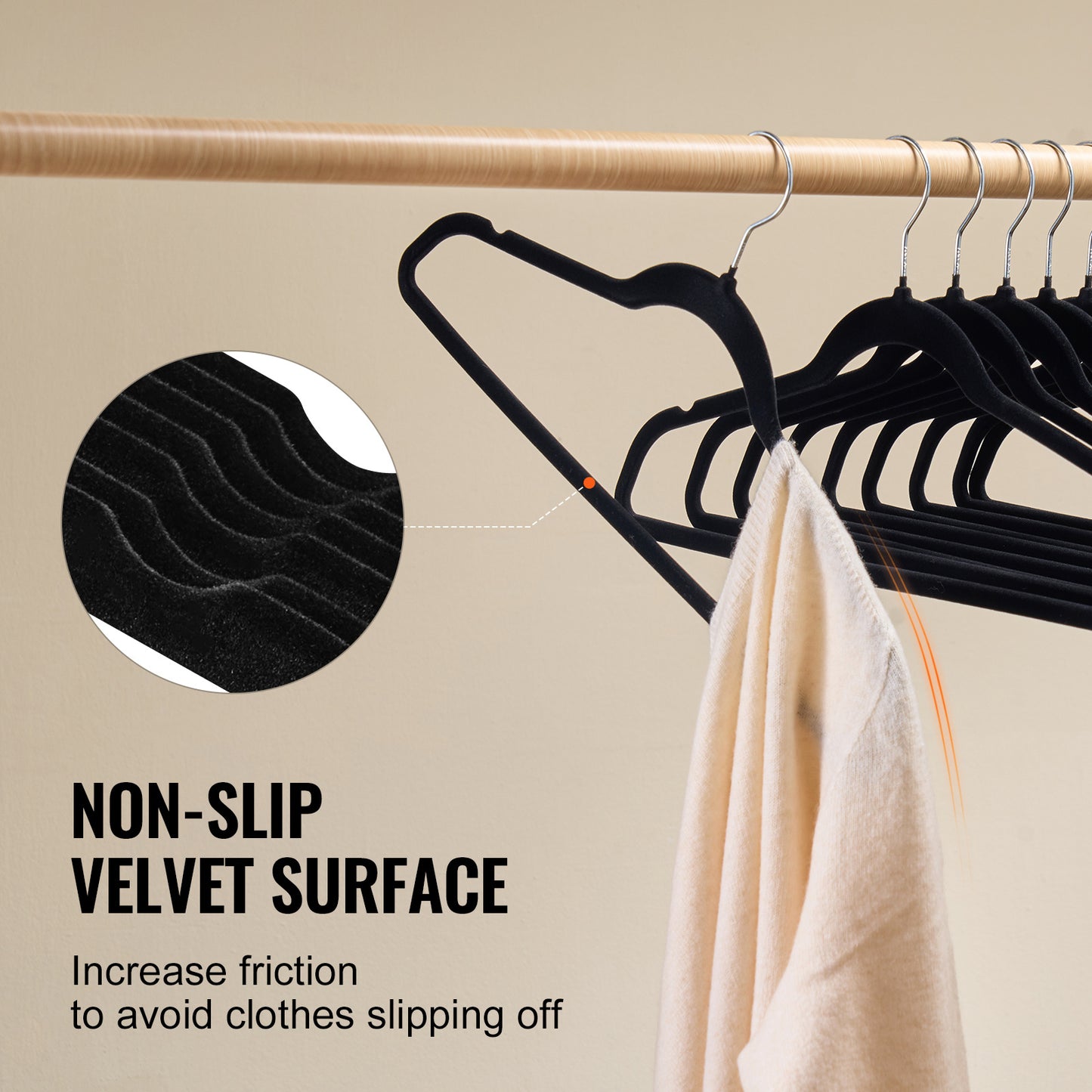 Velvet Hangers 50 Pack Black Non-Slip Hangers With 360 Degree Swivel Hook