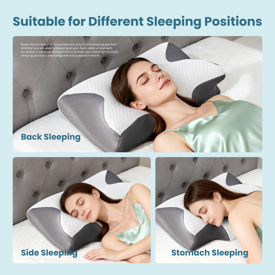 The Neck And Shoulders, Ergonomic Memory Foam Bed Pillow