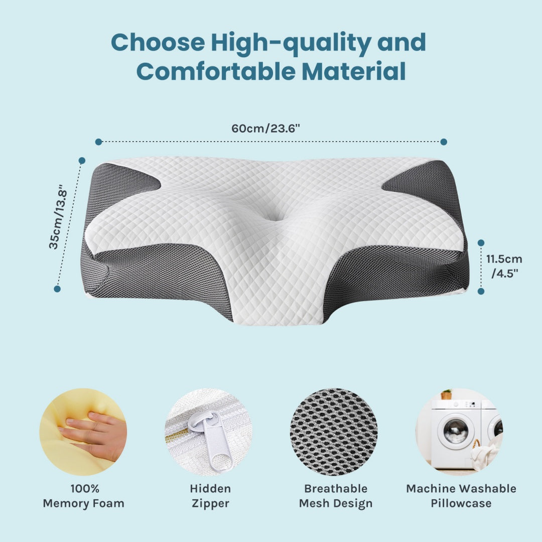 The Neck And Shoulders, Ergonomic Memory Foam Bed Pillow