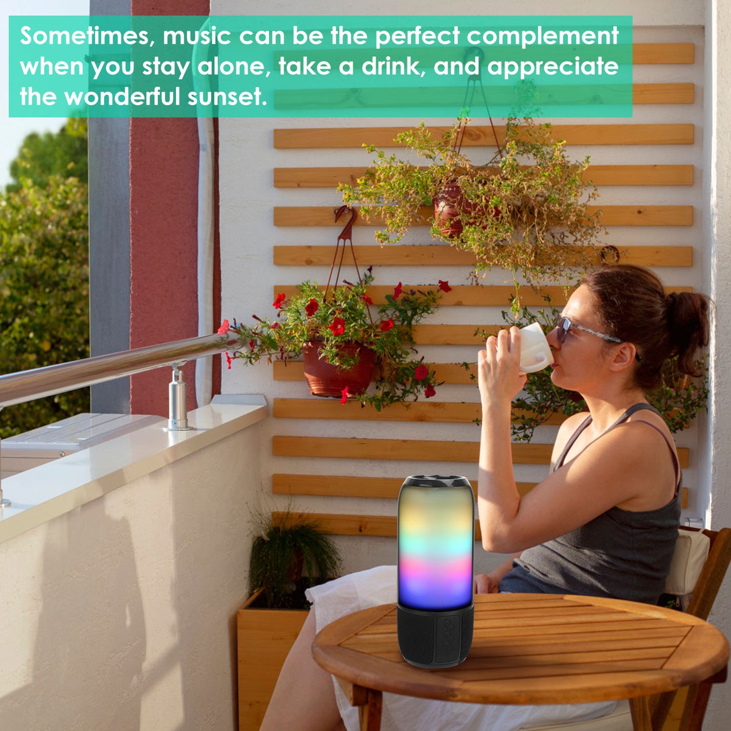 Wireless Portable Speaker Loud Stereo Speaker With 6 Color Changing Lights