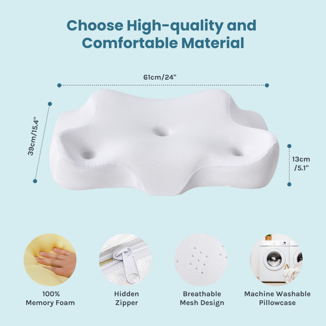 The Neck And Shoulders, Ergonomic Memory Foam Bed Pillow