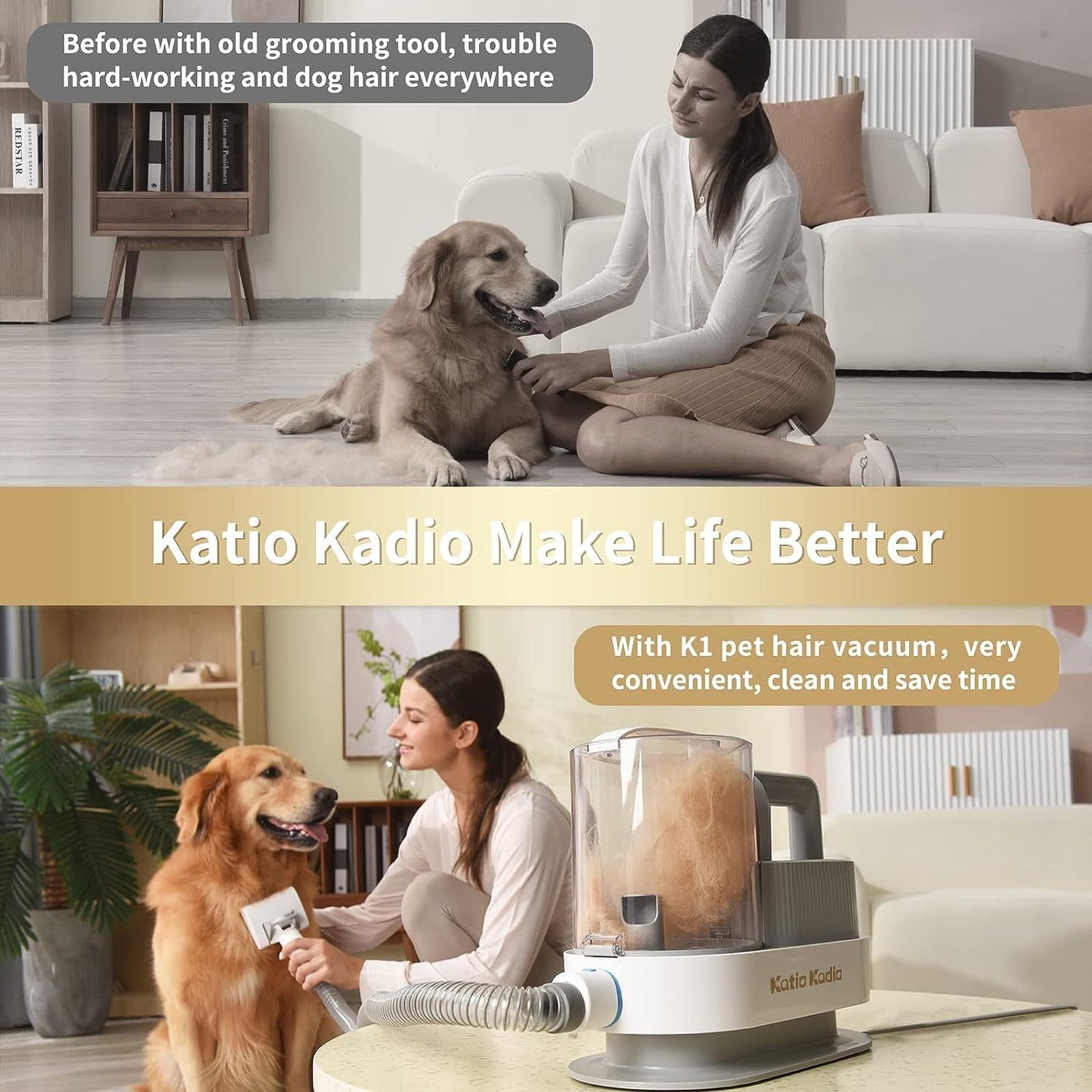 Pet Grooming Kit, 5 In 1 Dog Grooming Kit With 2 Suction Mode