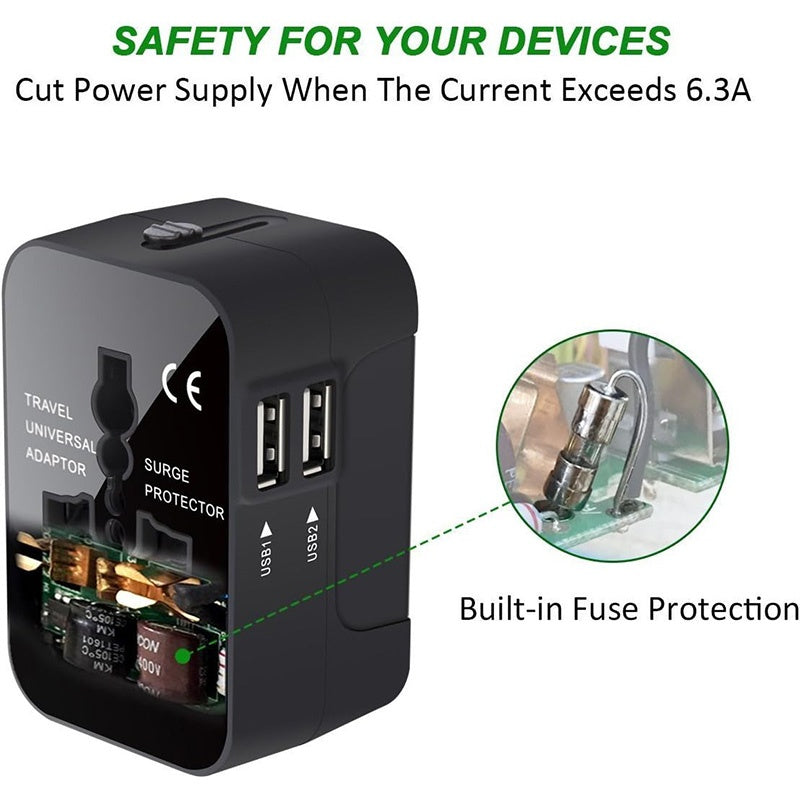 Universal Travel Adapter With USB C,  All In One Worldwide Travel Adapter Power Converters Wall Charger AC Power Plug Adapter USB Type C Charging For USA EU UK AUS