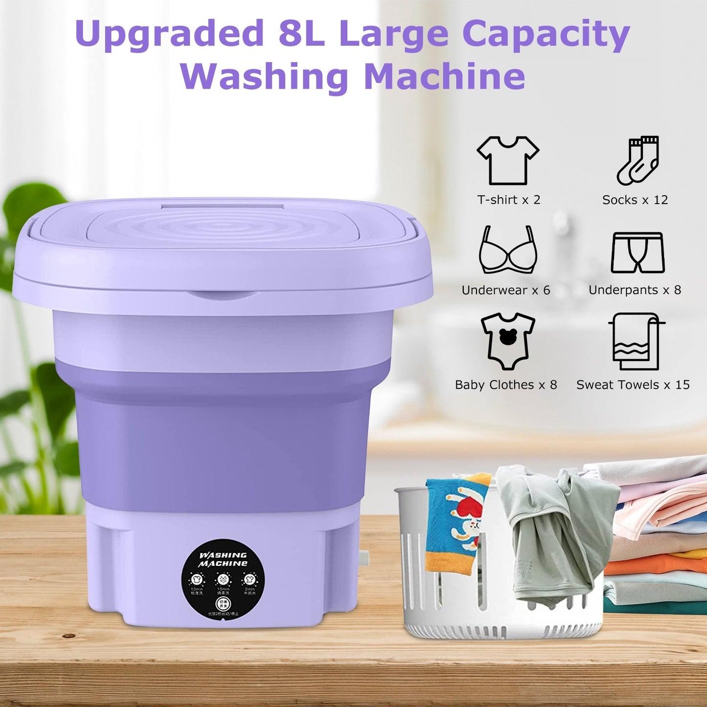 Portable Washing Machine Foldable Laundry Machine For Underwear Socks Towels Baby Clothes