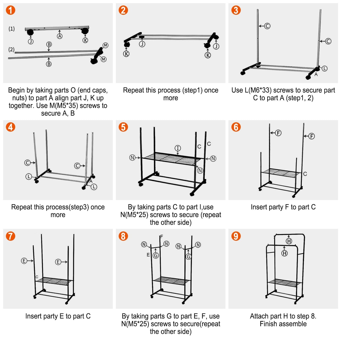 Garment Hanging Rack Clothing Hanging Rail ,Stand Rolling Wheel Clothes Organizer