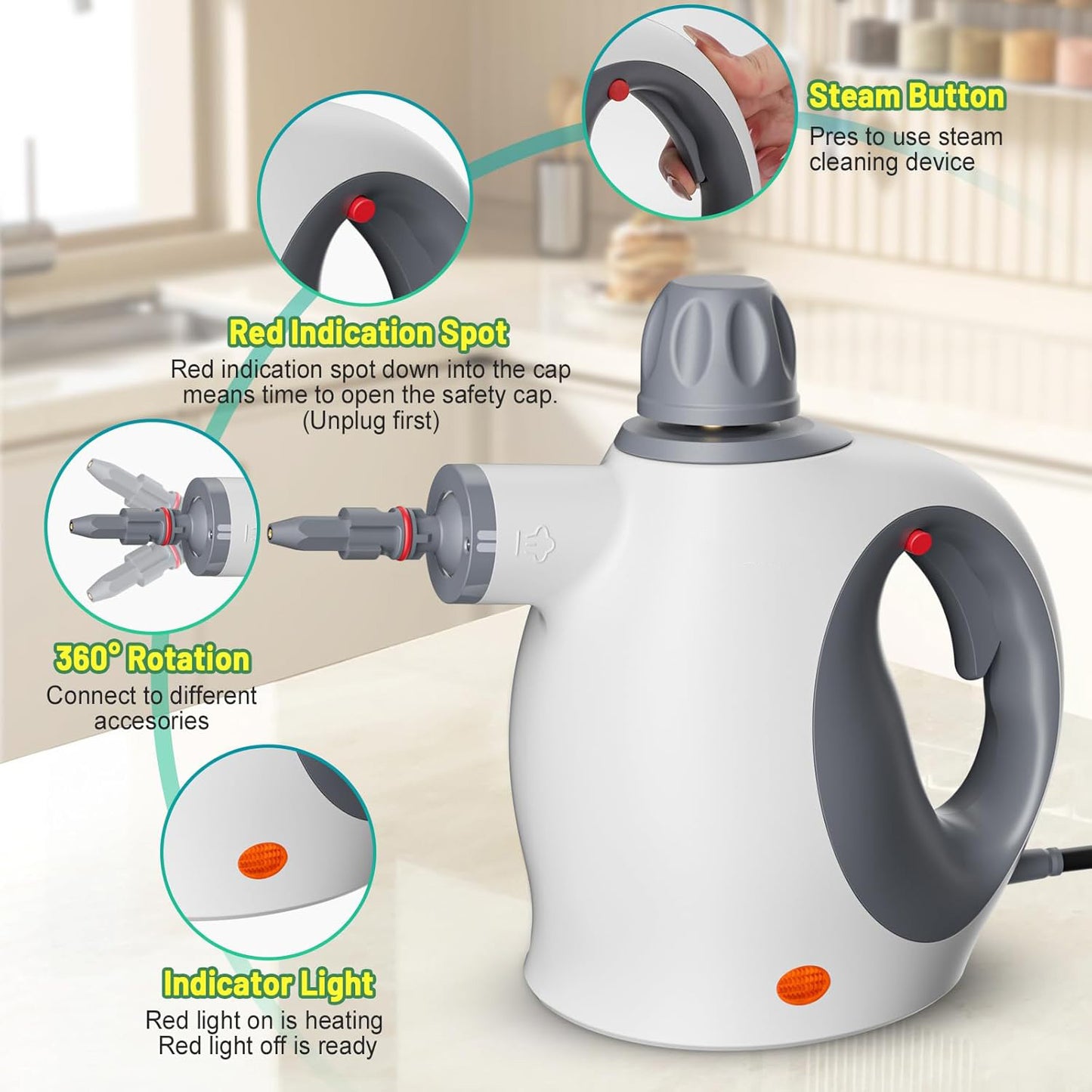 Handheld Steam Cleaner With Safety Lock,