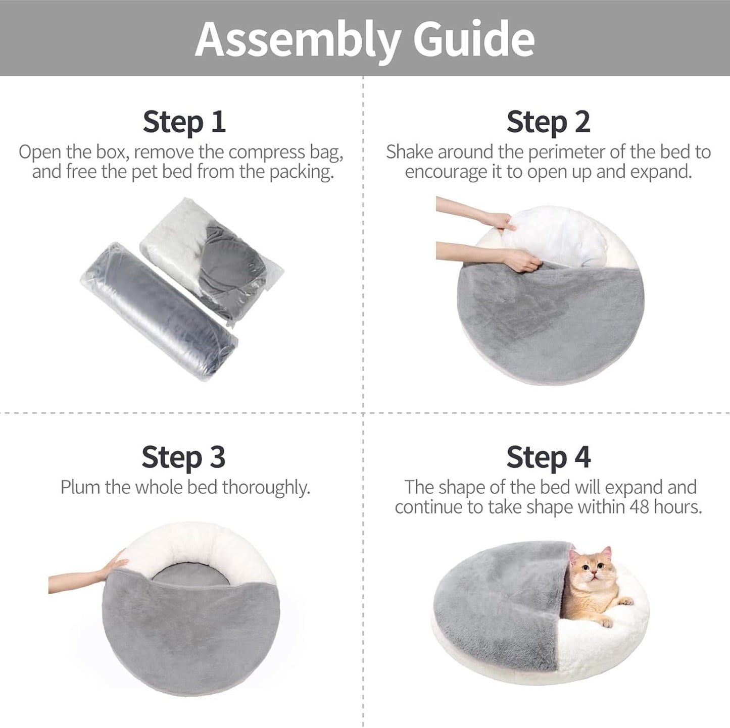 MEWOOFUN Enclosed Cat Bed Cave - Washable Pet Bed With Blanket