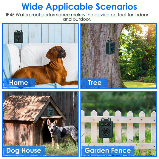 1Pc Anti-barking Device 49.2Feet Sensing Ultrasonic Bark Deterrent With 4 Frequency Levels 4 Sensitivity Levels Indoor Outdoor Dog Bark Control