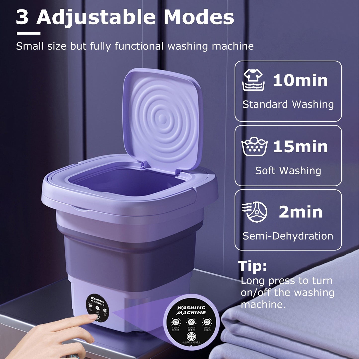 Portable Washing Machine Foldable Laundry Machine For Underwear Socks Towels Baby Clothes