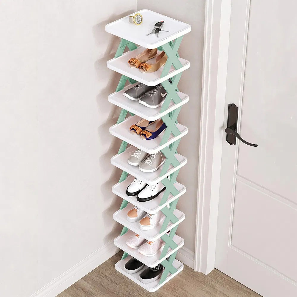 9Tier Narrow Entryway Shoe Rack Plastic Vertical Shoe Organizer