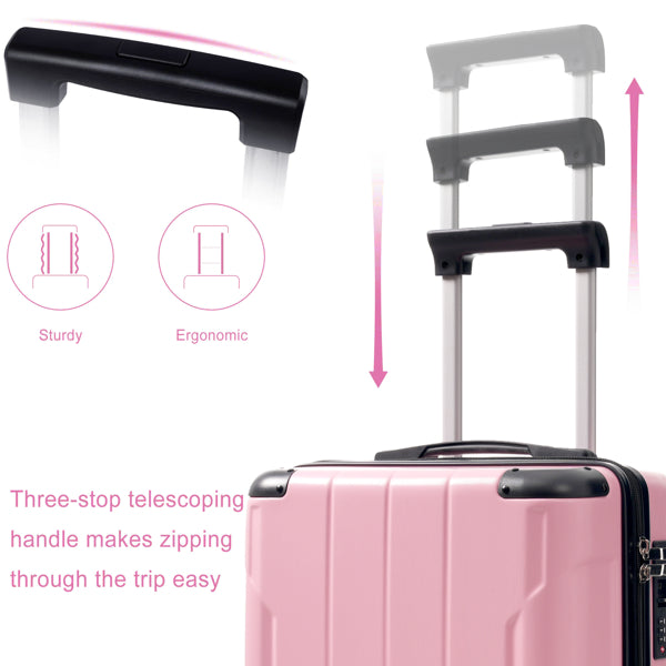 Lightweight Durable ABS Suitcase With Spinner Wheels, Built-in TSA Lock, 2 Packing Cubes