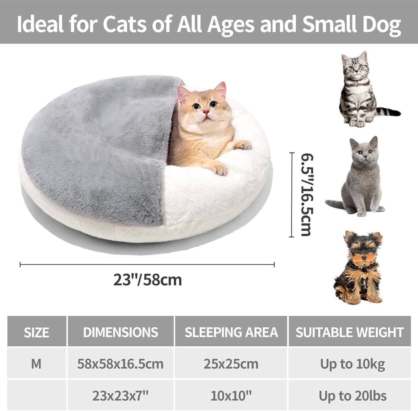 MEWOOFUN Enclosed Cat Bed Cave - Washable Pet Bed With Blanket