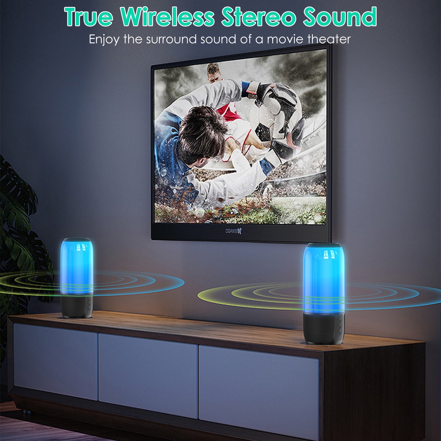 Wireless Portable Speaker Loud Stereo Speaker With 6 Color Changing Lights