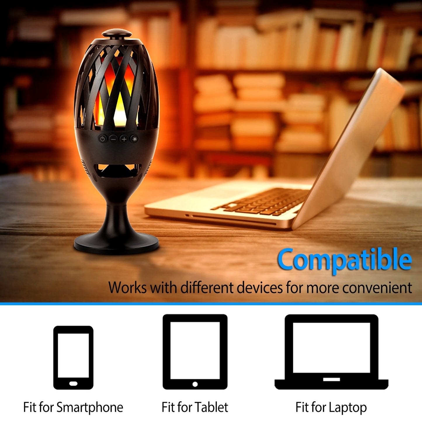 LED Flame Speakers Torch Wireless Speaker Waterproof Stereo Bass