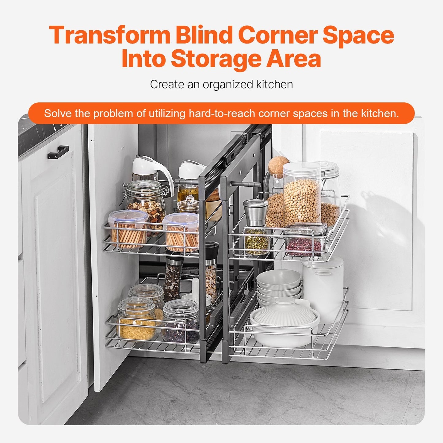 4 Shelf Blind Corner Pull Out Organizer