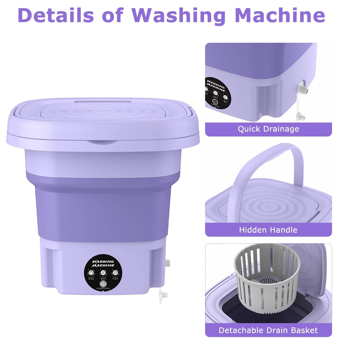 Portable Washing Machine Foldable Laundry Machine For Underwear Socks Towels Baby Clothes