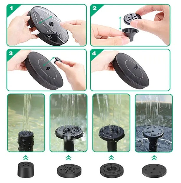 Solar Power Bird Bath Solar Fountain With 4 Nozzle