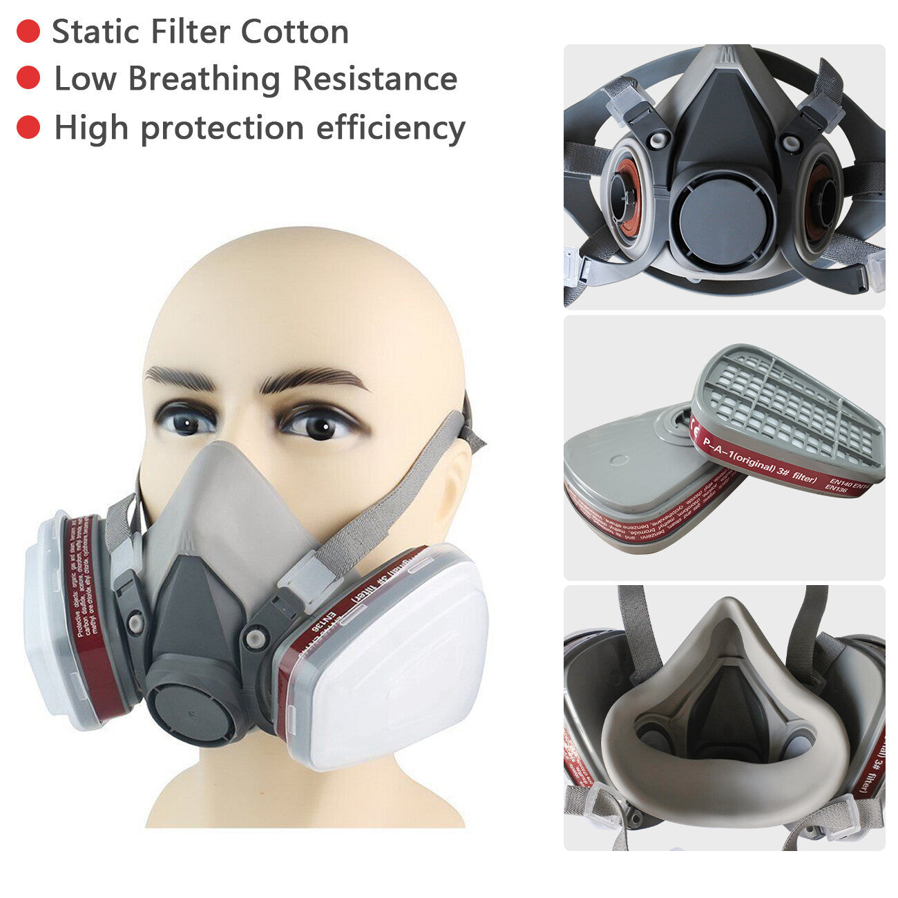 7in1 Half Face Gas Mask Facepiece Spray