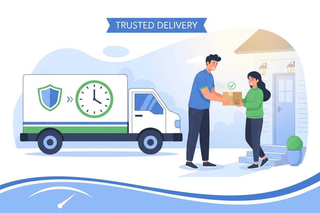 create a image so represent to trusted and timely shipping