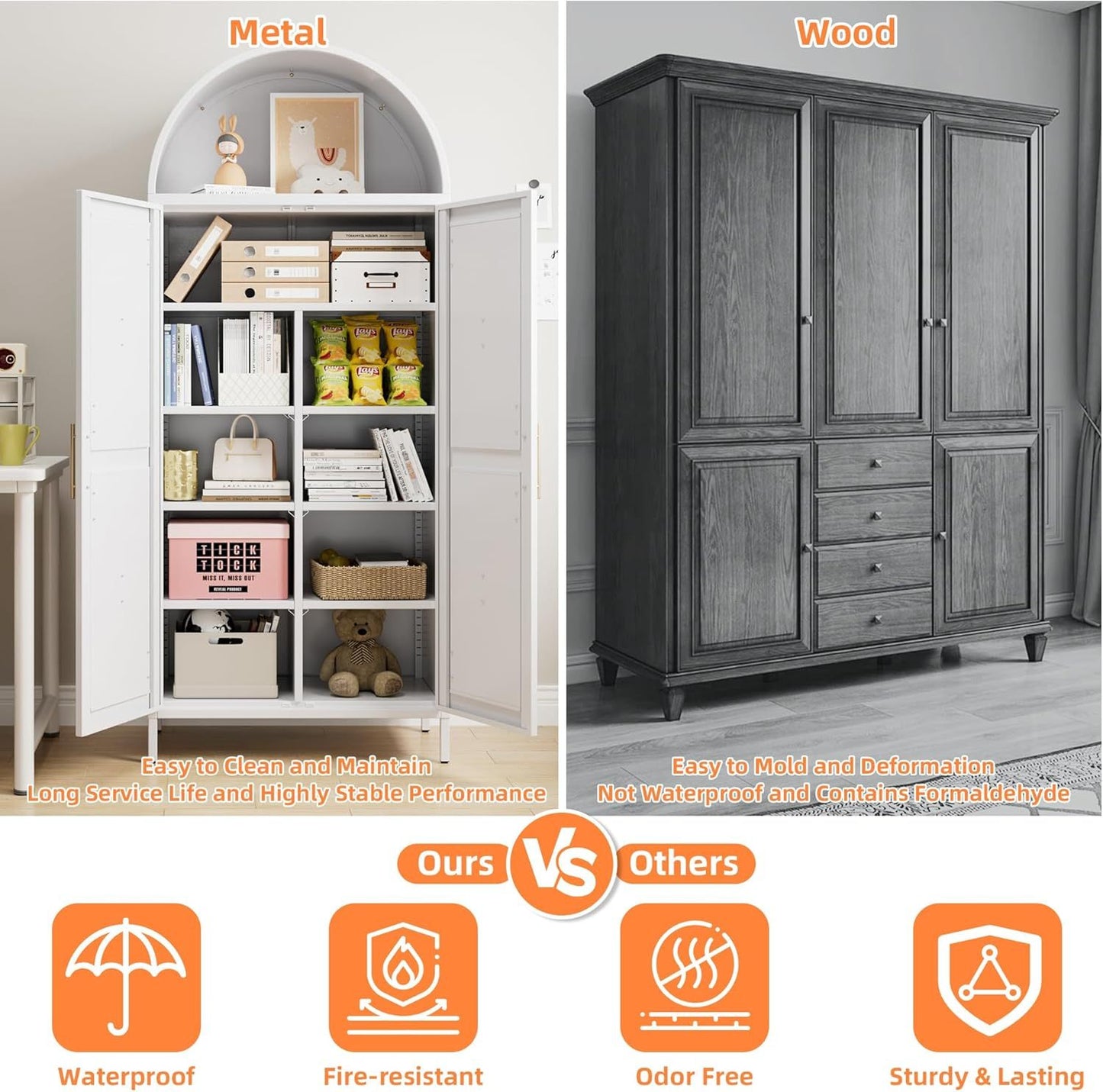 Tall Kitchen Pantry Cabinet, White Freestanding Cupboard For Laundry, Dining Room, Living Room, Bathroom