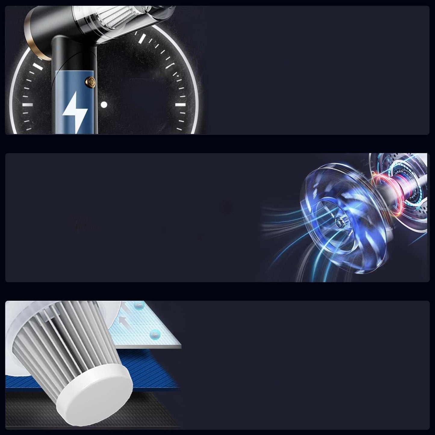 High-power, Multi-nozzle Handheld Car Vacuum Cleaner.