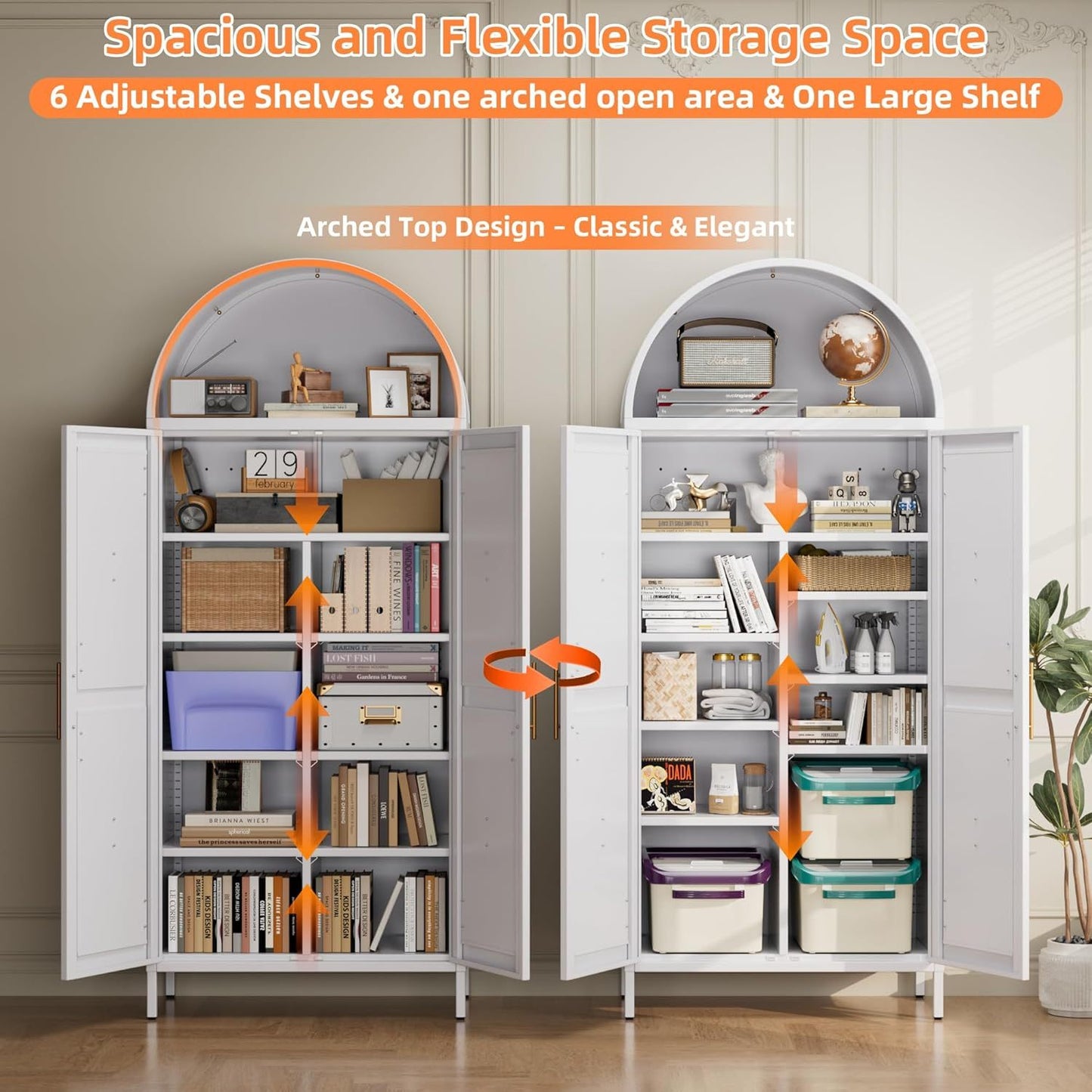 Tall Kitchen Pantry Cabinet, White Freestanding Cupboard For Laundry, Dining Room, Living Room, Bathroom