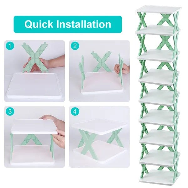 9Tier Narrow Entryway Shoe Rack Plastic Vertical Shoe Organizer