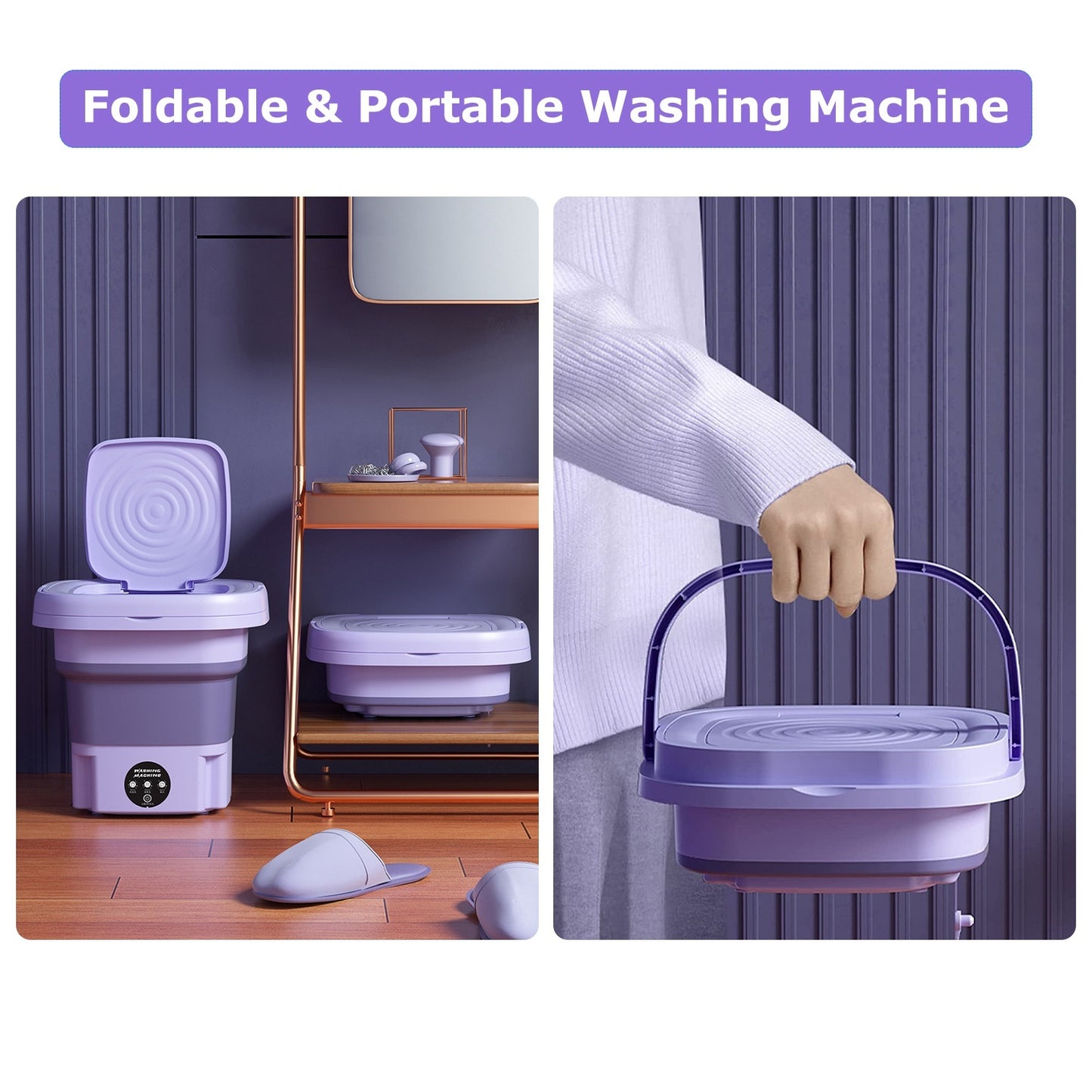 Portable Washing Machine Foldable Laundry Machine For Underwear Socks Towels Baby Clothes